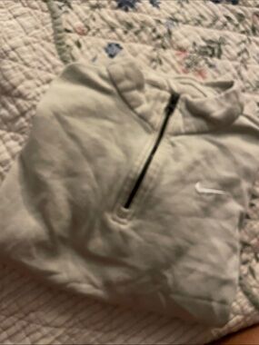 Nike Beige Half-Zip Pullover Hoodie with Swoosh